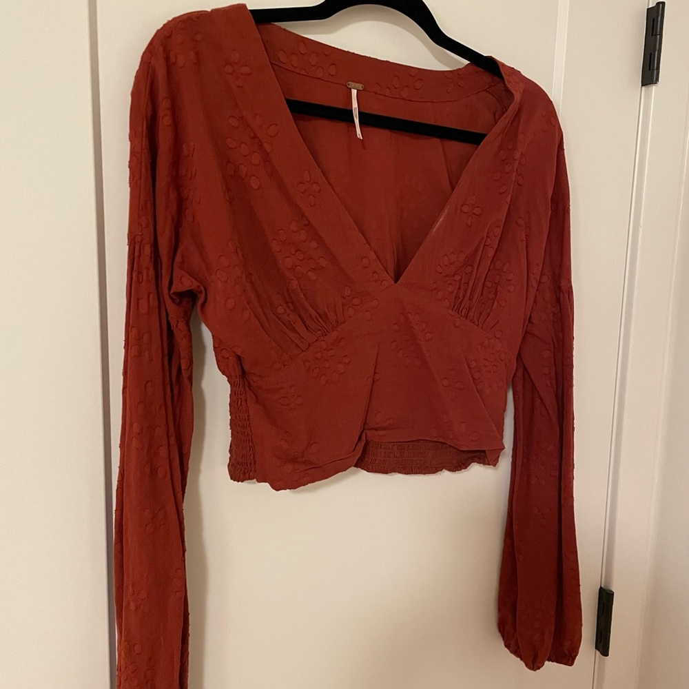 Rust Free People cropped blouse